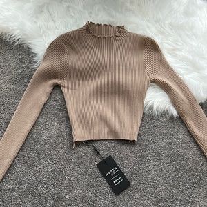 Suede Ribbed Mock Turtle Neck